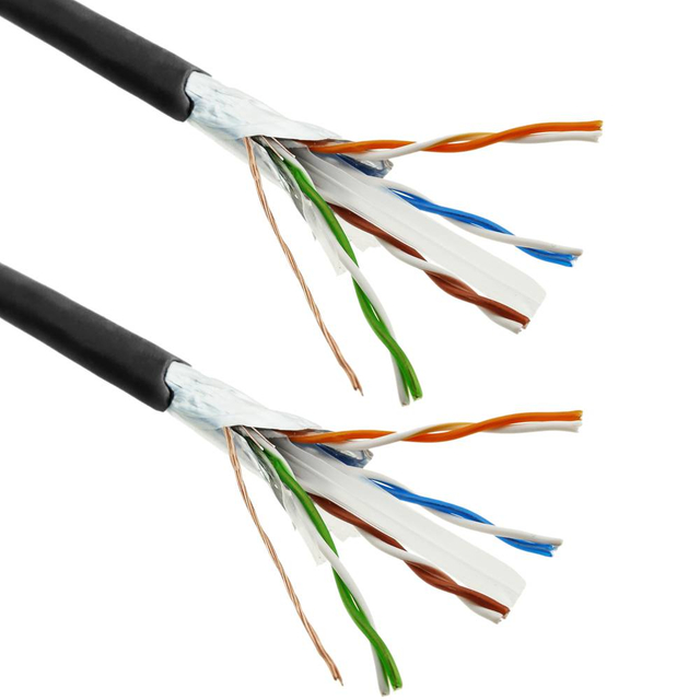 FTP Cat6 Solid 24AWG CCA Black Lan Cable 100m