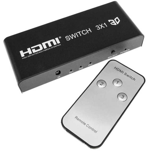 HDMI Selector with Remote Control (3 IN to 1 OUT)
