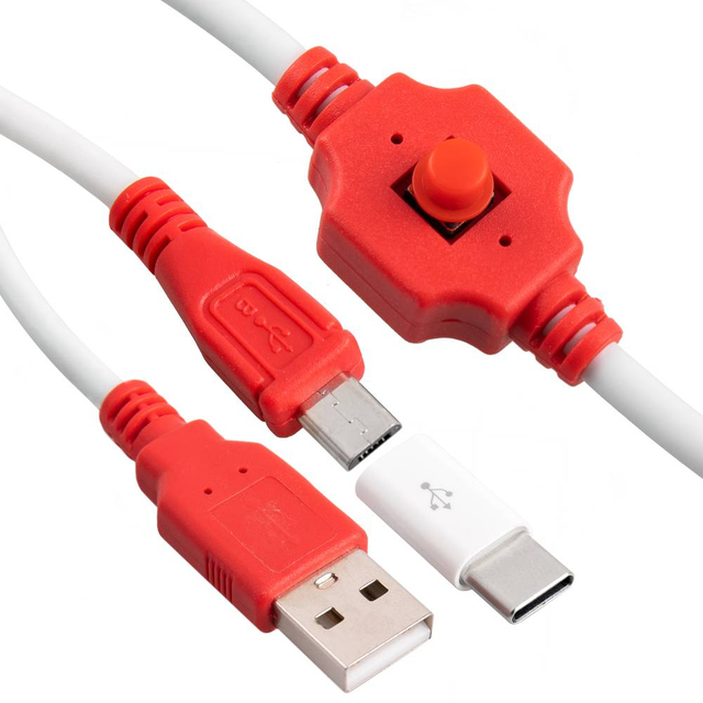 USB 2.0 A Male to Micro Male+Micro Female/Type C Male EDL Cable 0.85m